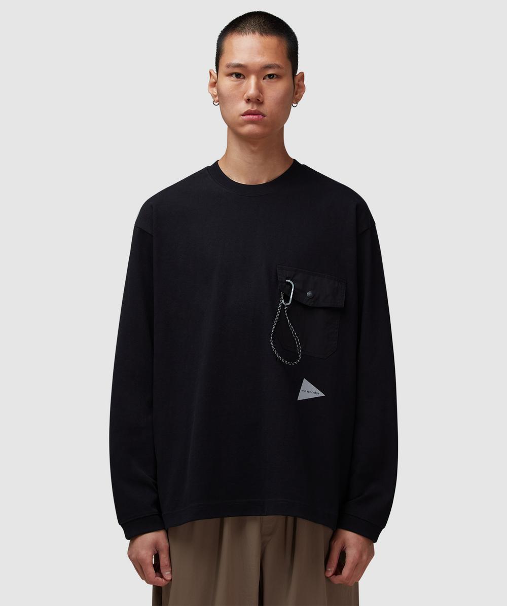And Wander Heavy Cotton Pocket T-shirt In Black