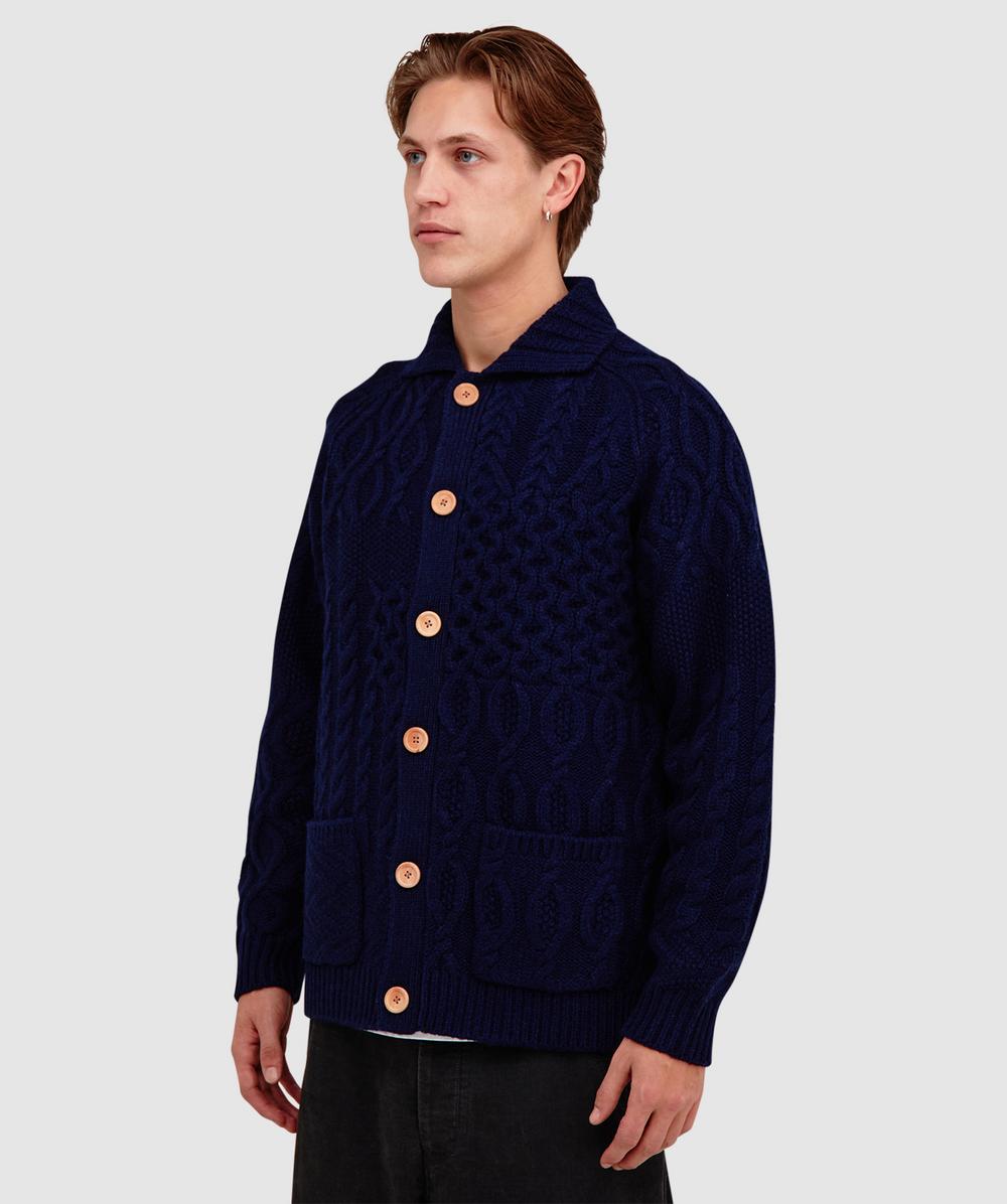 Beams Plus Alan patchwork cardigan | NAVY | SEVENSTORE