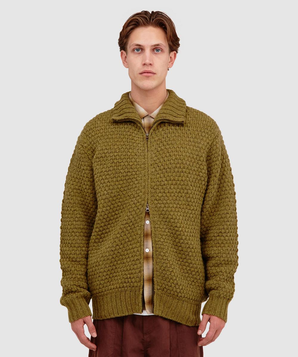 Beams Plus Popcorn Pattern Cardigan In Green