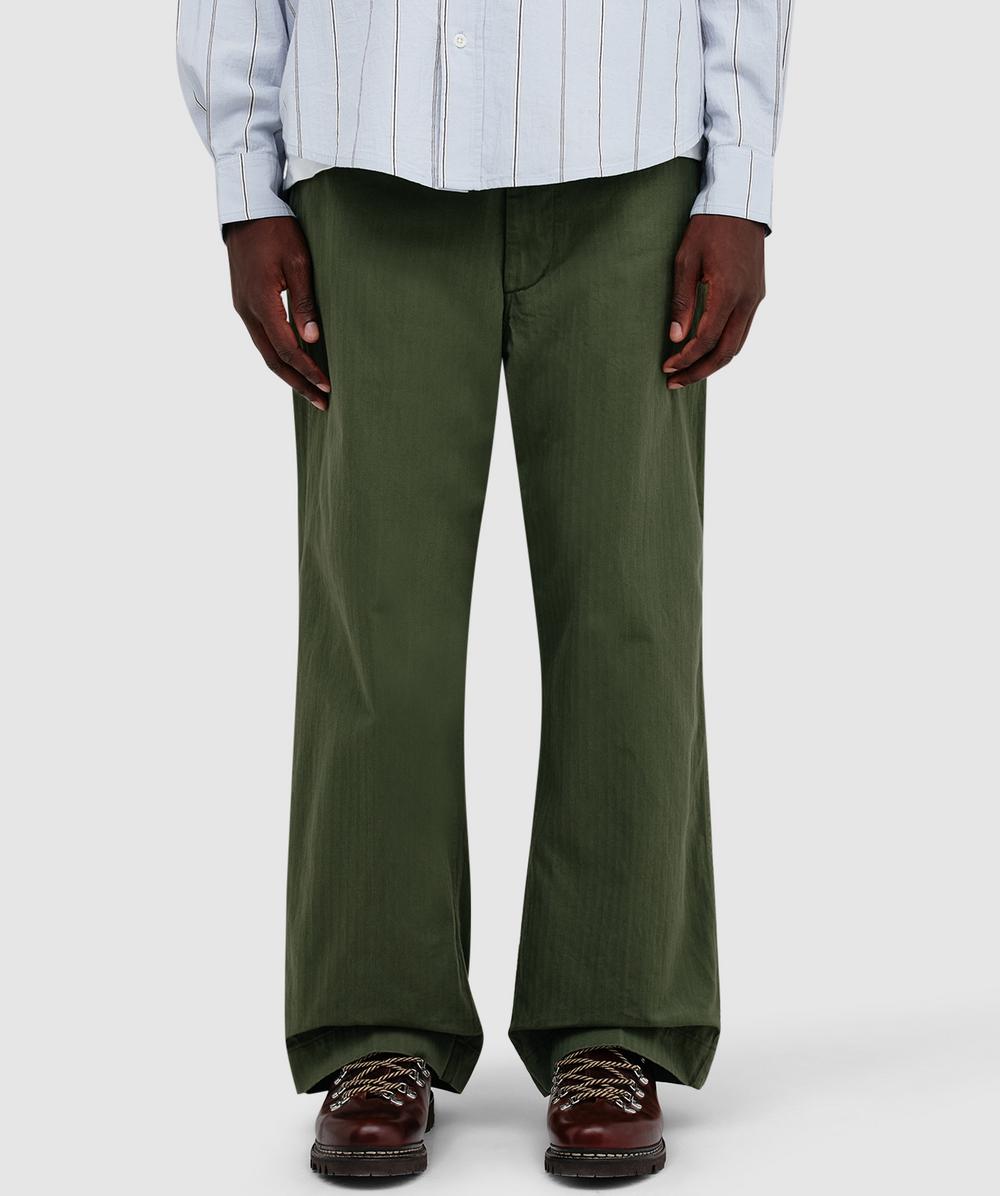 Beams Plus Mil Herringbone Pant In Green