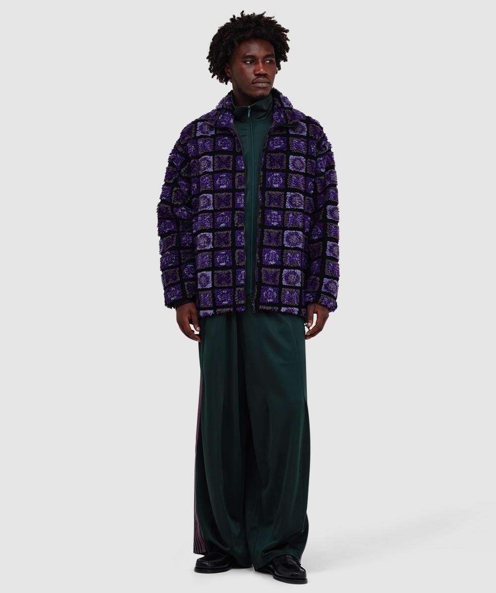 Needles Fur jacket | PAPILLON PLAID PILE - PURPLE/BLACK | SEVENSTORE