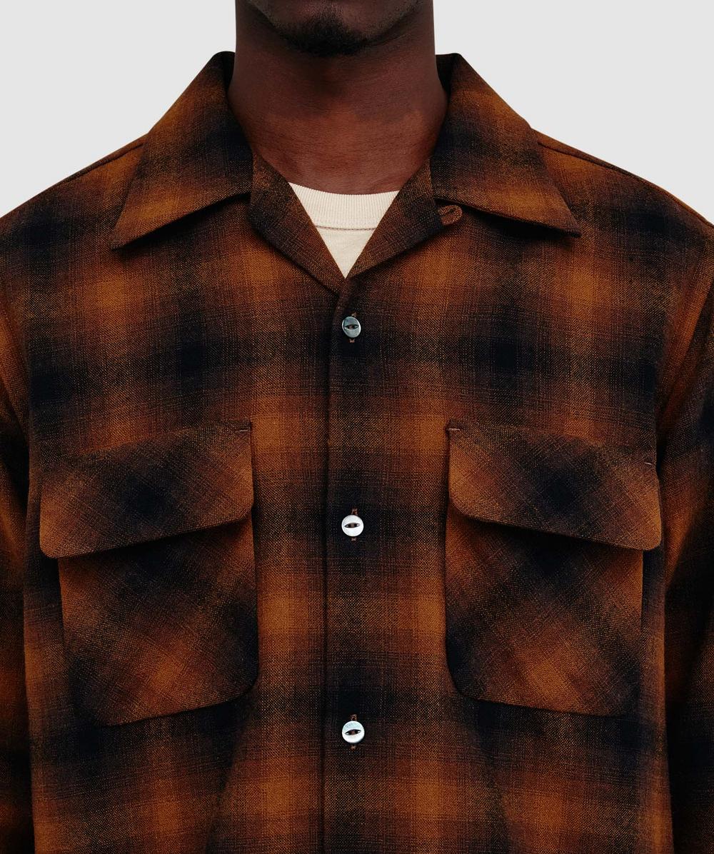 Needles Classic shirt | BROWN - WOOL OMBRE PLAID | SEVENSTORE