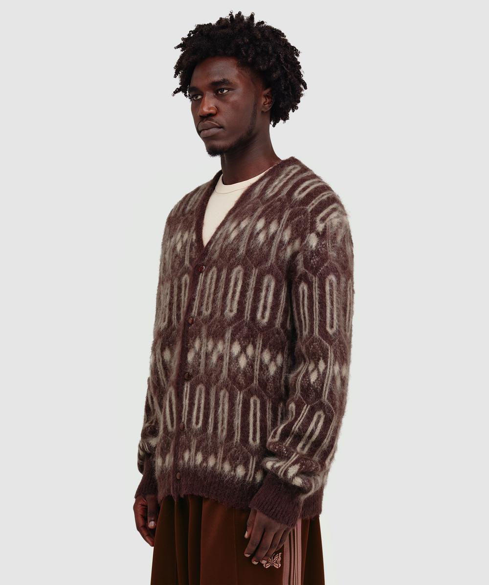 Needles Mohair cardgian | GEOMETRIC - BURGUNDY | SEVENSTORE