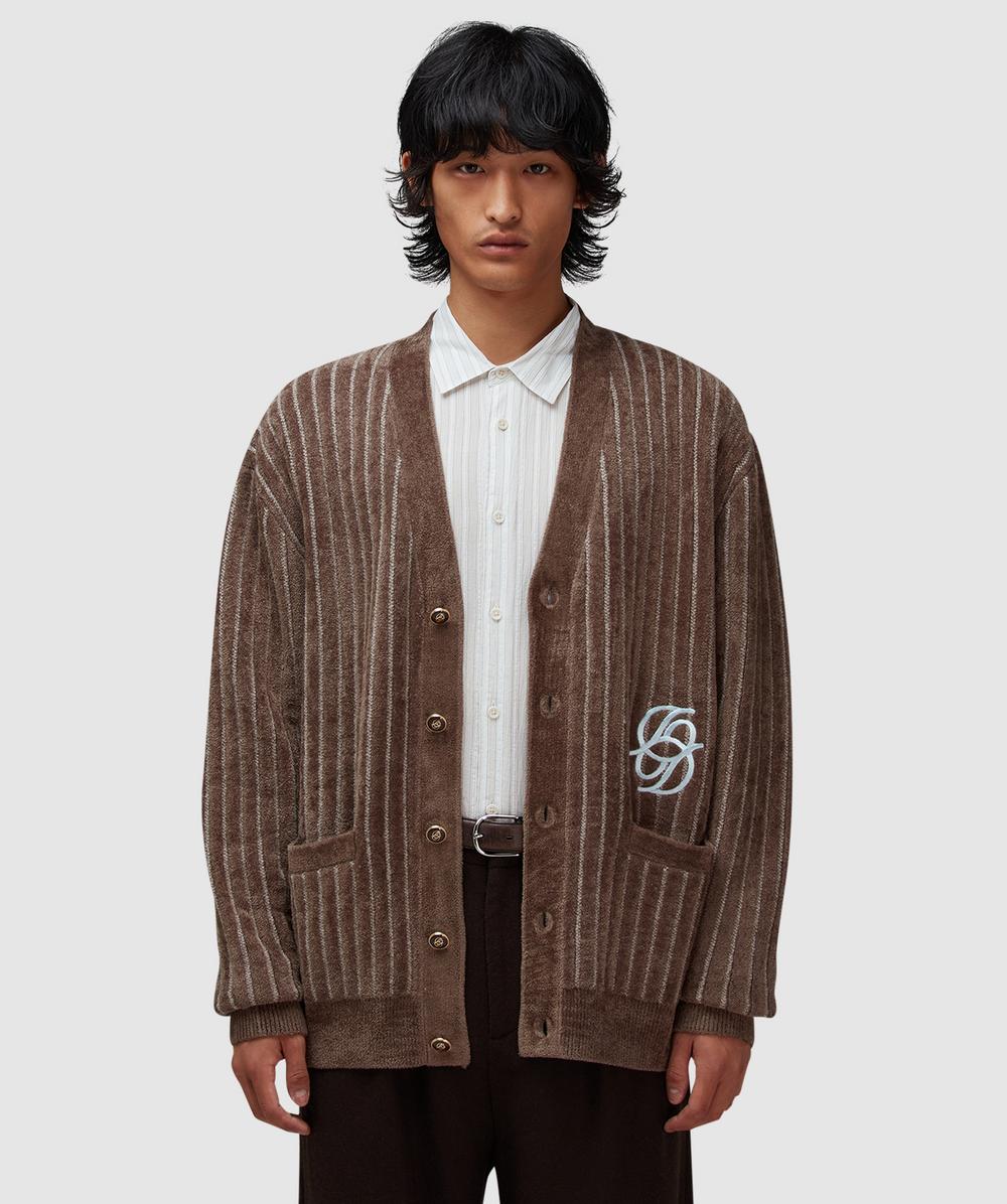 Drôle De Monsieur Monogrammed Cardigan In Brown