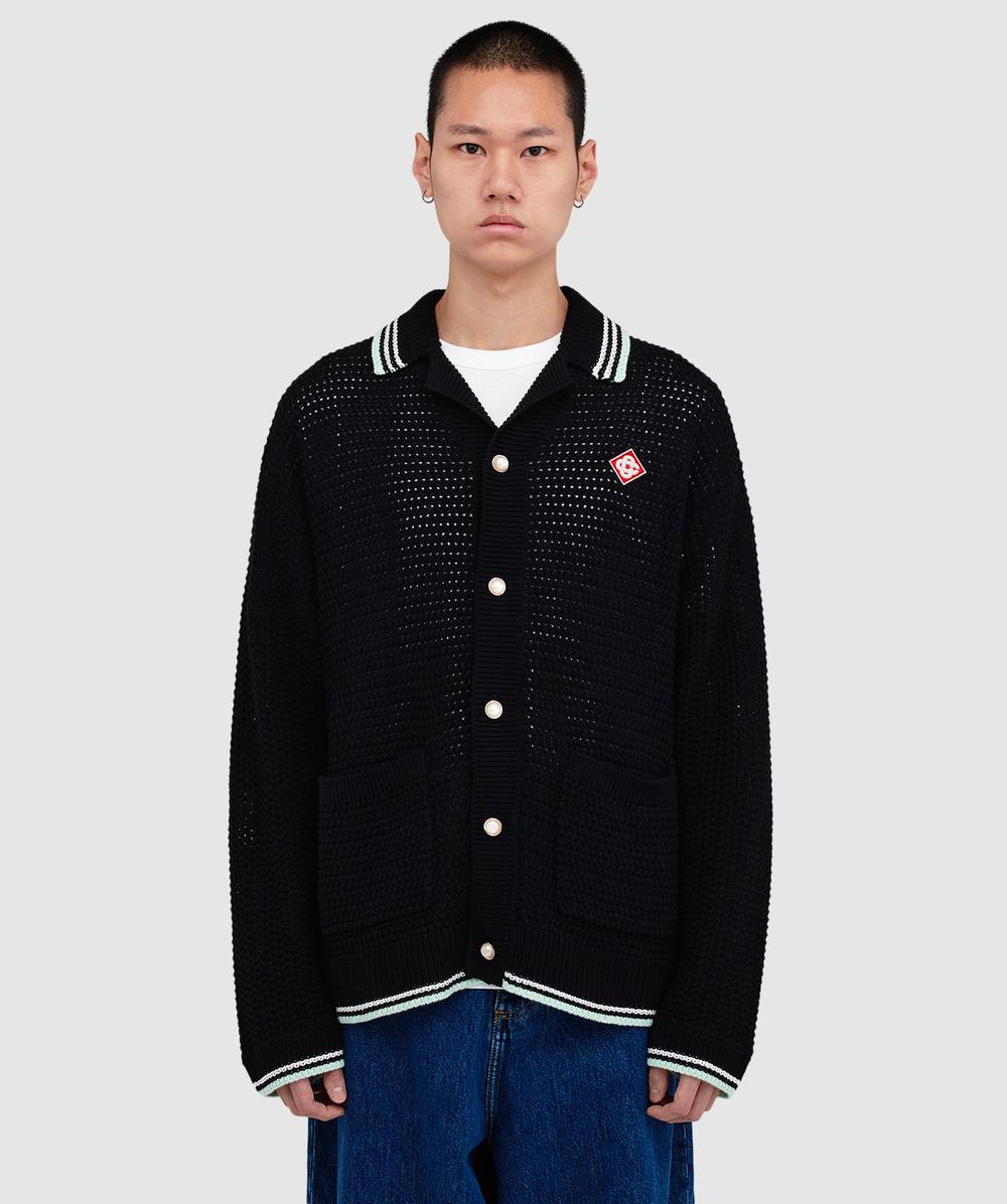 Casablanca Embroidered Faux Crochet Shirt (Black - S) - Size S, Male