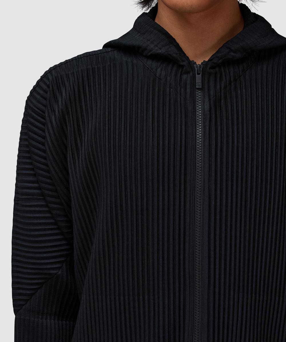 Homme Plissé Issey Miyake July pleats full zip hoodie | BLACK