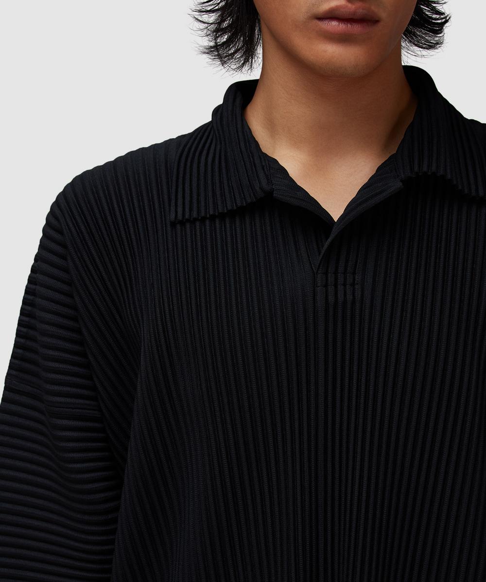 Homme Plissé Issey Miyake MC August pleats polo shirt | BLACK