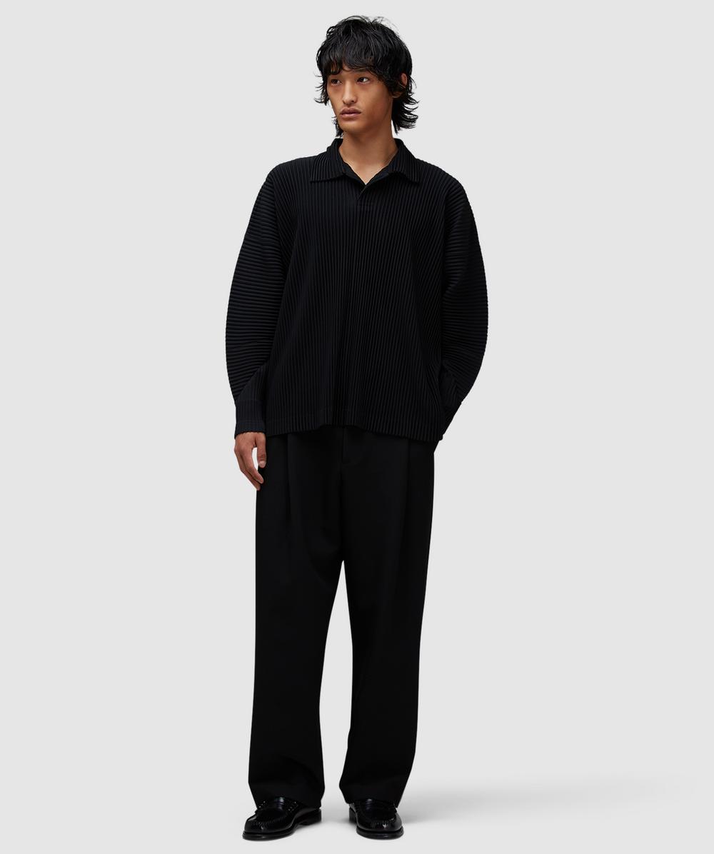 Homme Plissé Issey Miyake MC August pleats polo shirt | BLACK