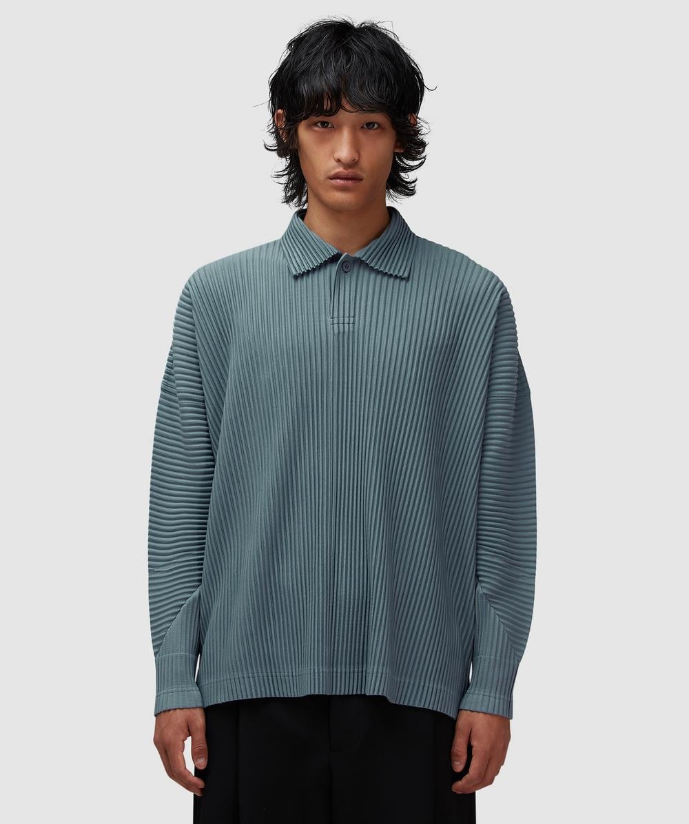 Homme Plissé Issey Miyake MC August pleats polo shirt | SLATE BLUE