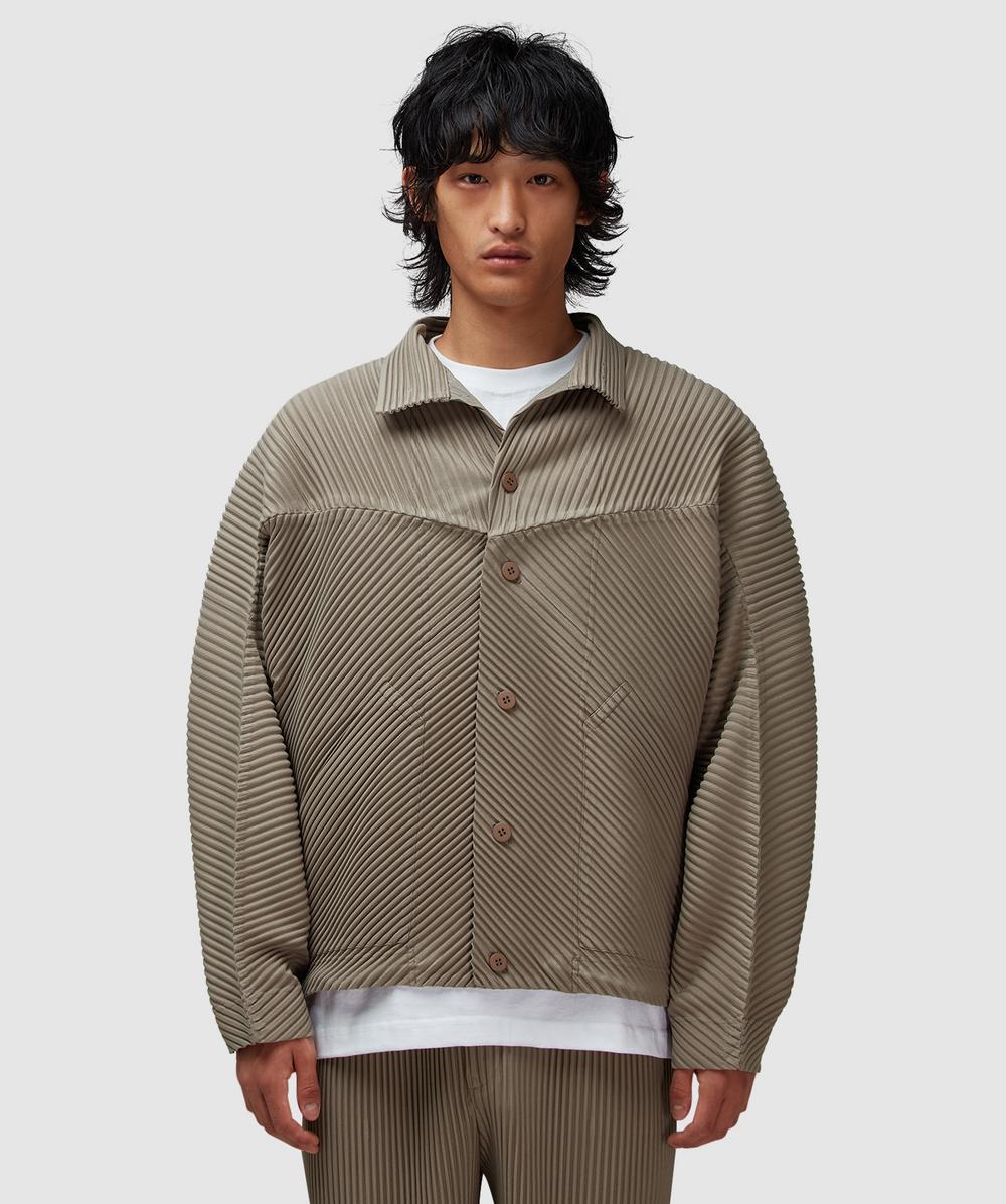 Issey Miyake Homme Plissé  September Pleats Jacket In Brown