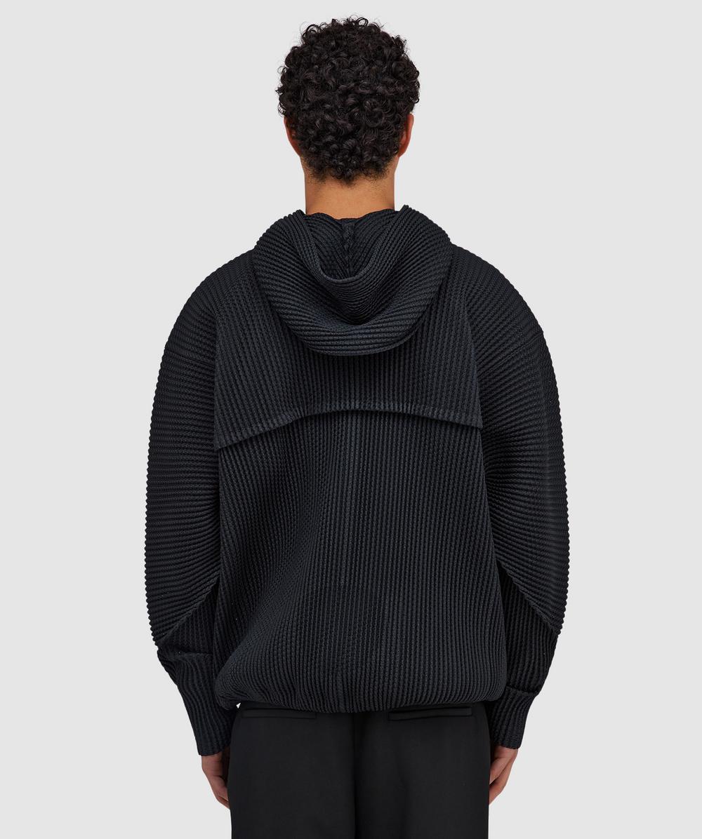 Homme Plissé Issey Miyake Wickerwork mesh pleats hoodie | BLACK
