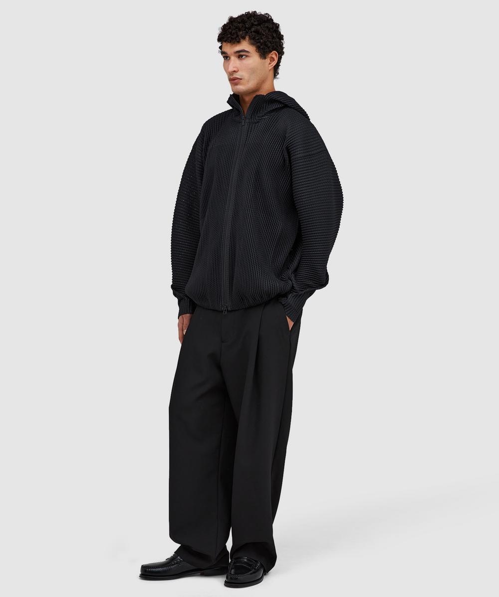 Homme Plissé Issey Miyake Wickerwork mesh pleats hoodie | BLACK