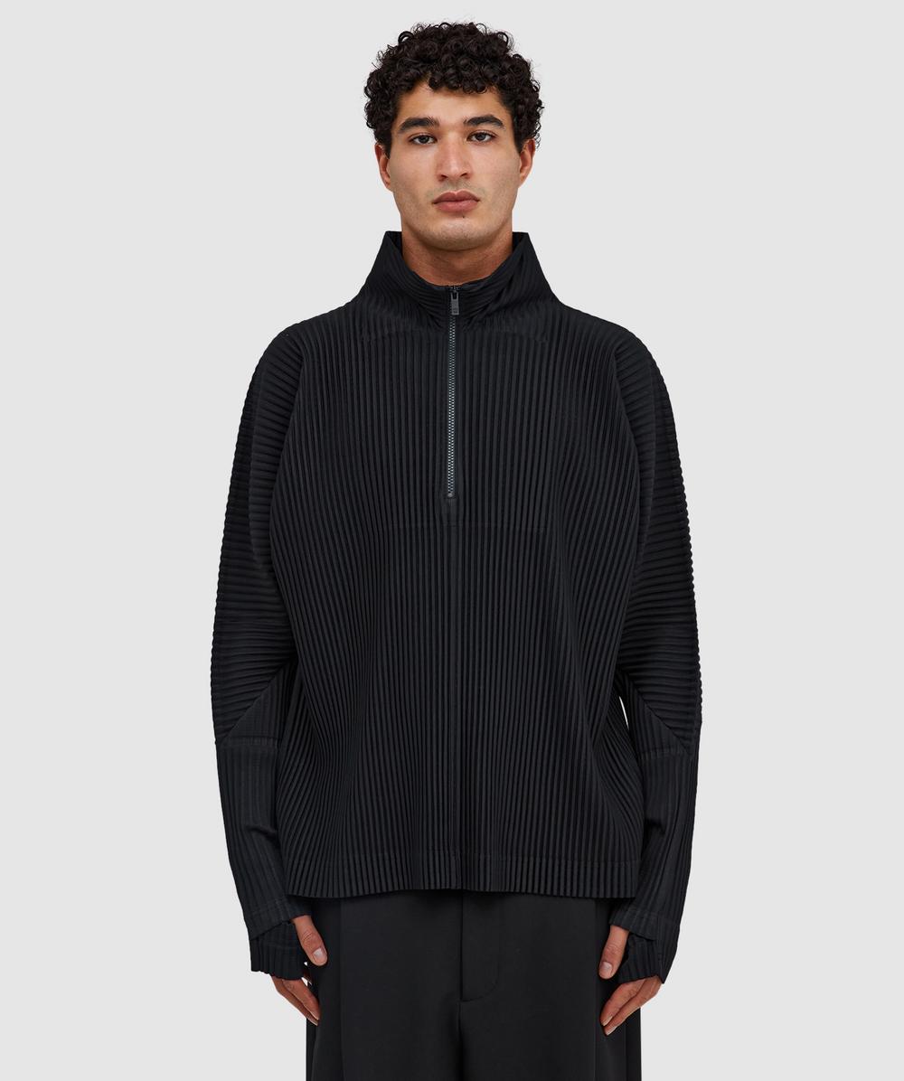 Issey Miyake Homme Plissé November Pleats Polo Shirt In Black