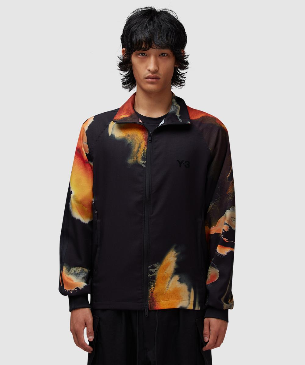 Y-3 All Over Print 3 Stripes Track Jacket In Black