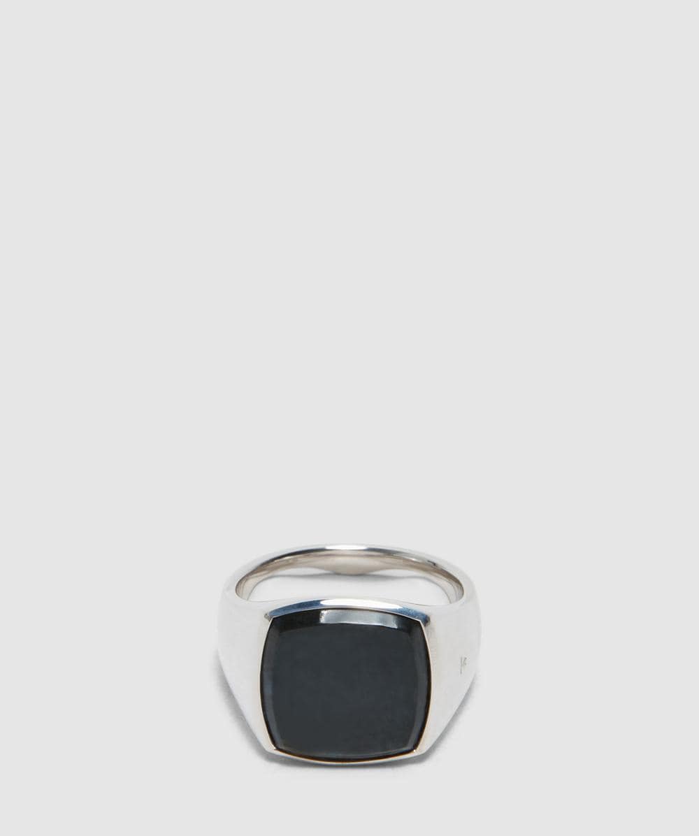 Tom Wood Cushion Black Larvikite Ring