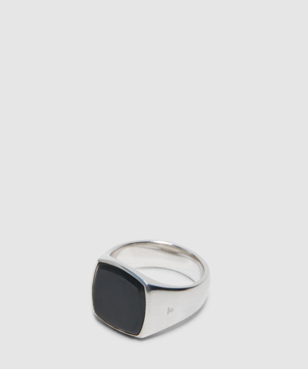 Tom Wood Cushion black larvikite ring | BLACK | SEVENSTORE