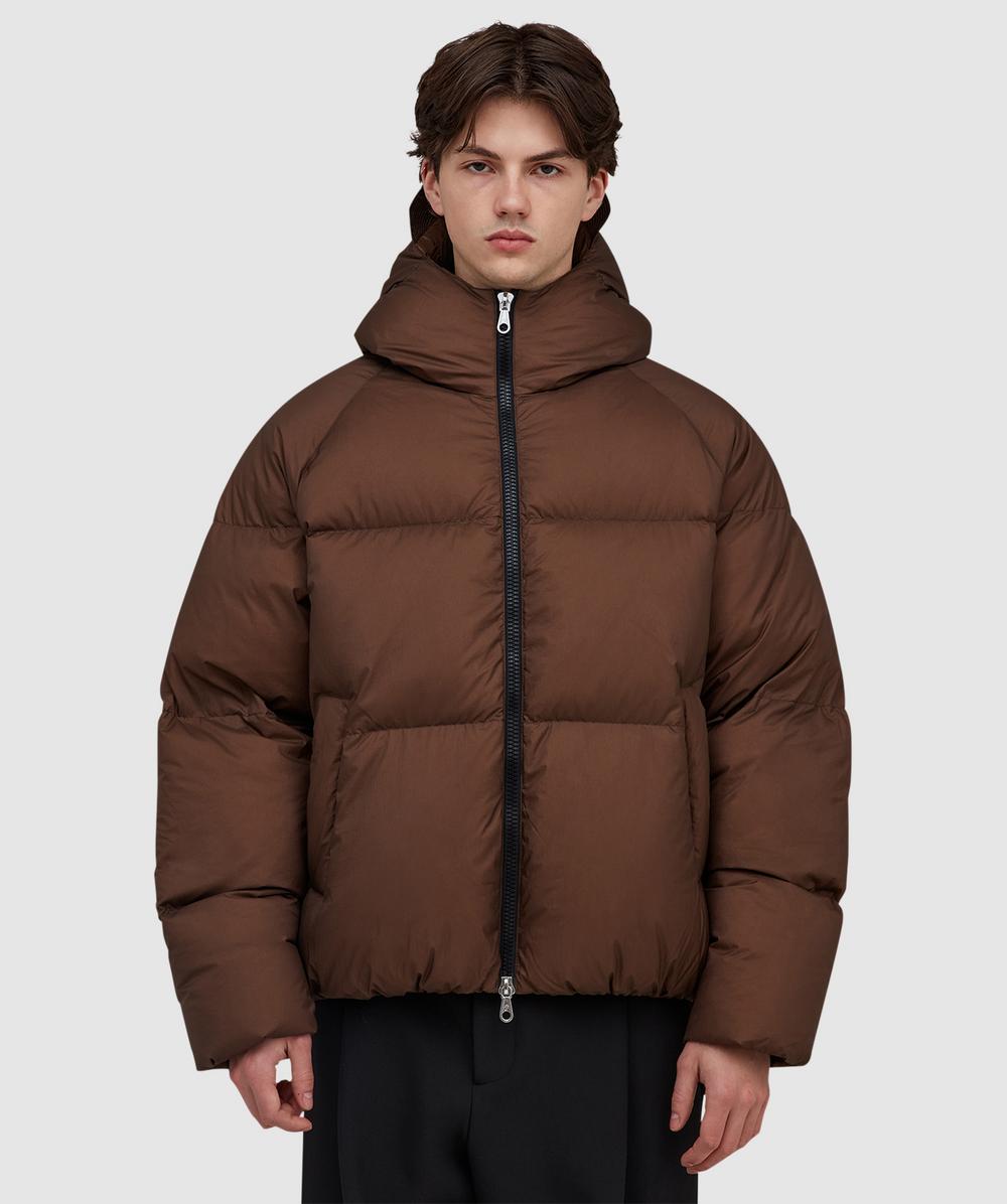 Cole Buxton Hooded Down Jacket In Brown