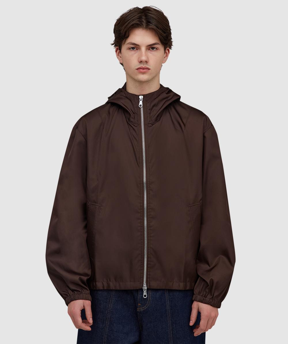 Cole Buxton Hooded Nylon Windbreaker In Burgundy