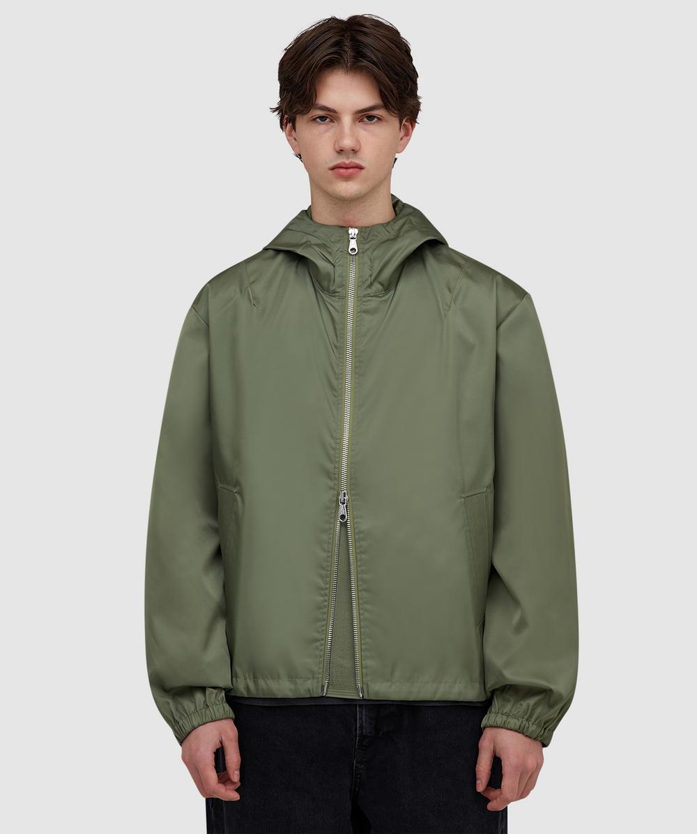Cole Buxton Hooded Nylon Windbreaker In Green