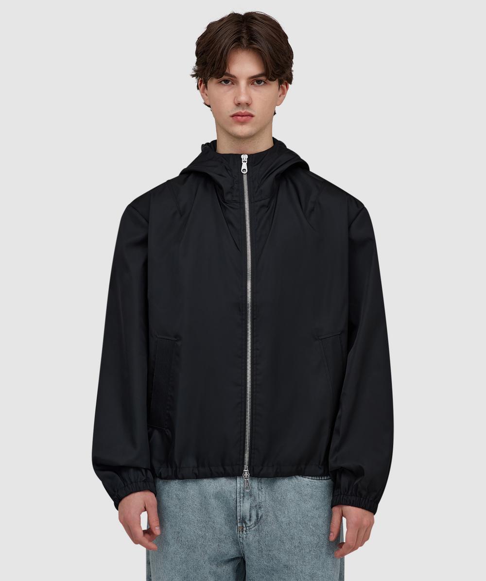 Cole Buxton Hooded Nylon Windbreaker In Black