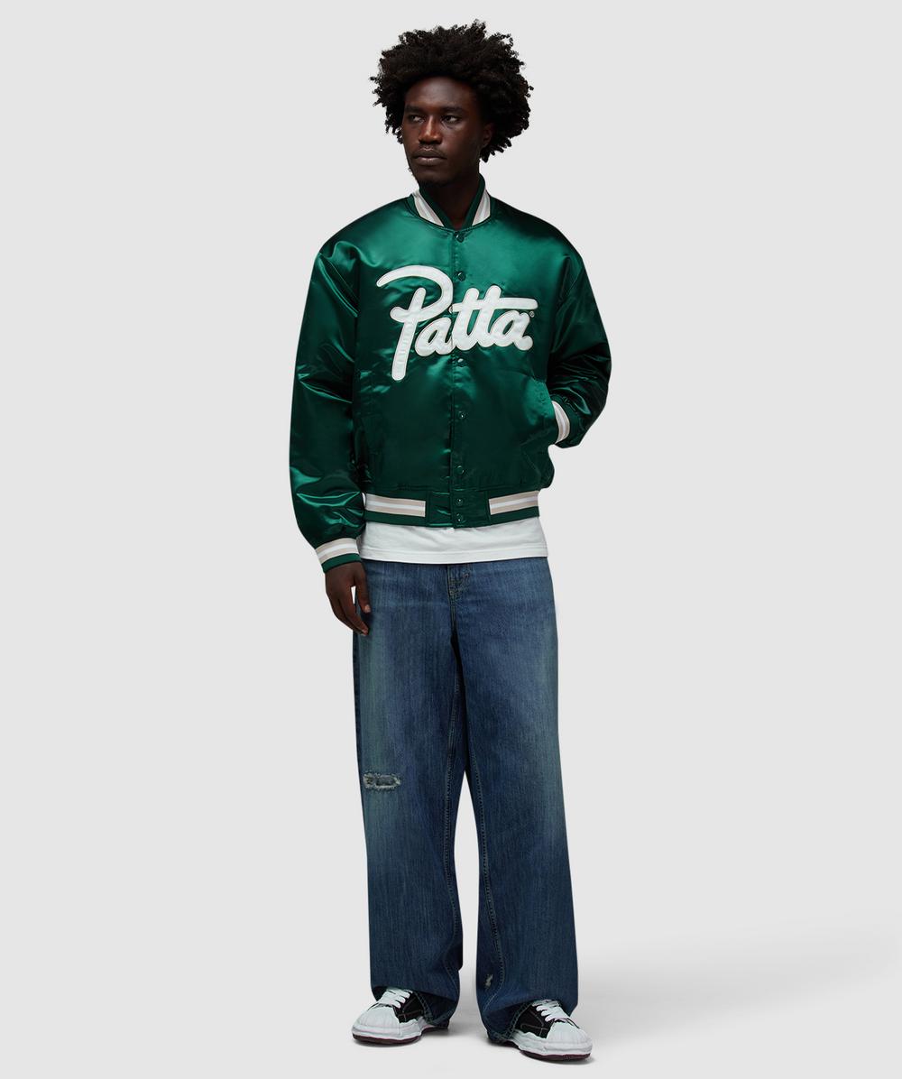 Patta Script logo satin varsity jacket | GREEN | SEVENSTORE