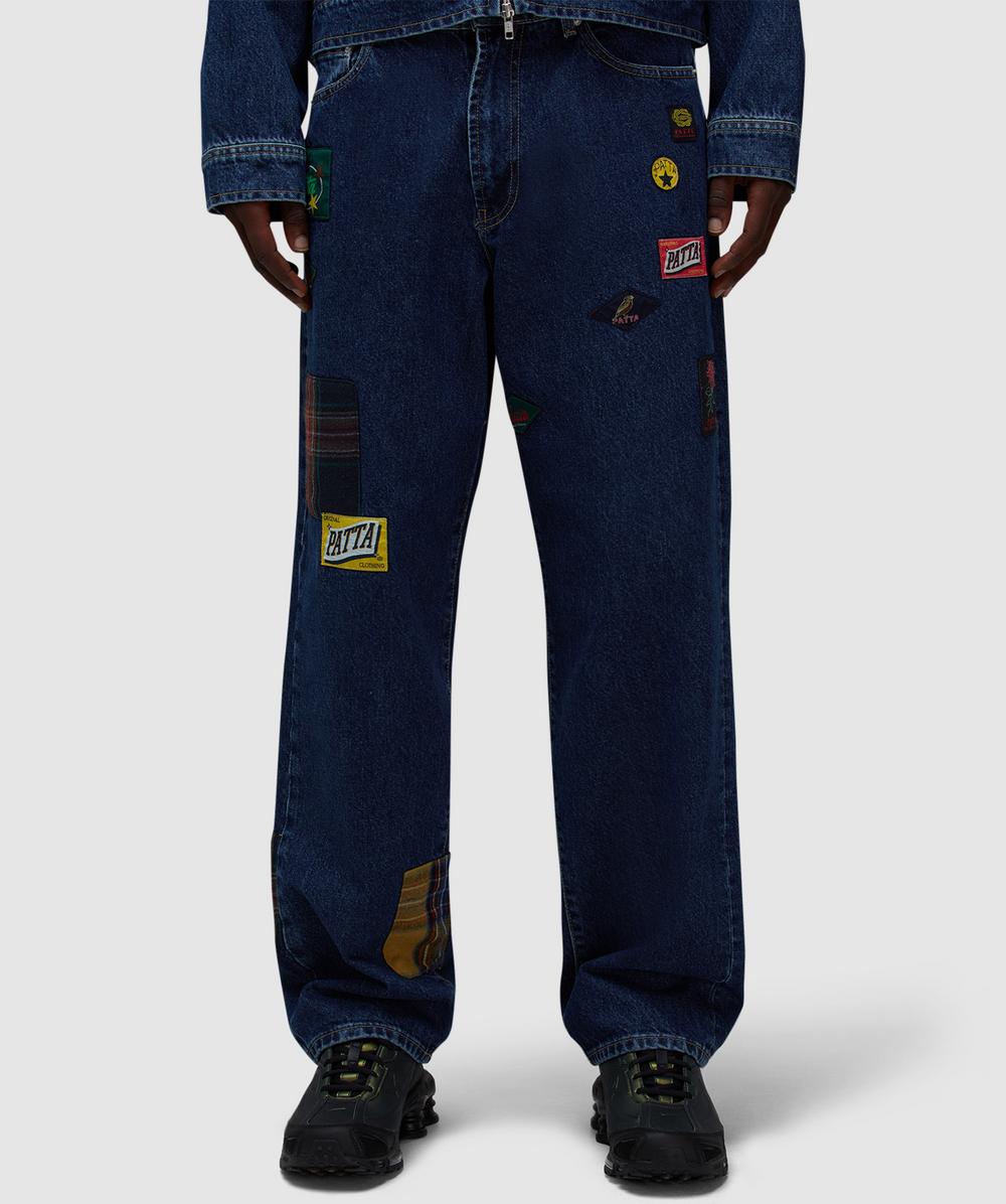 Patta Whole Lotta Labels Denim Pant In Blue