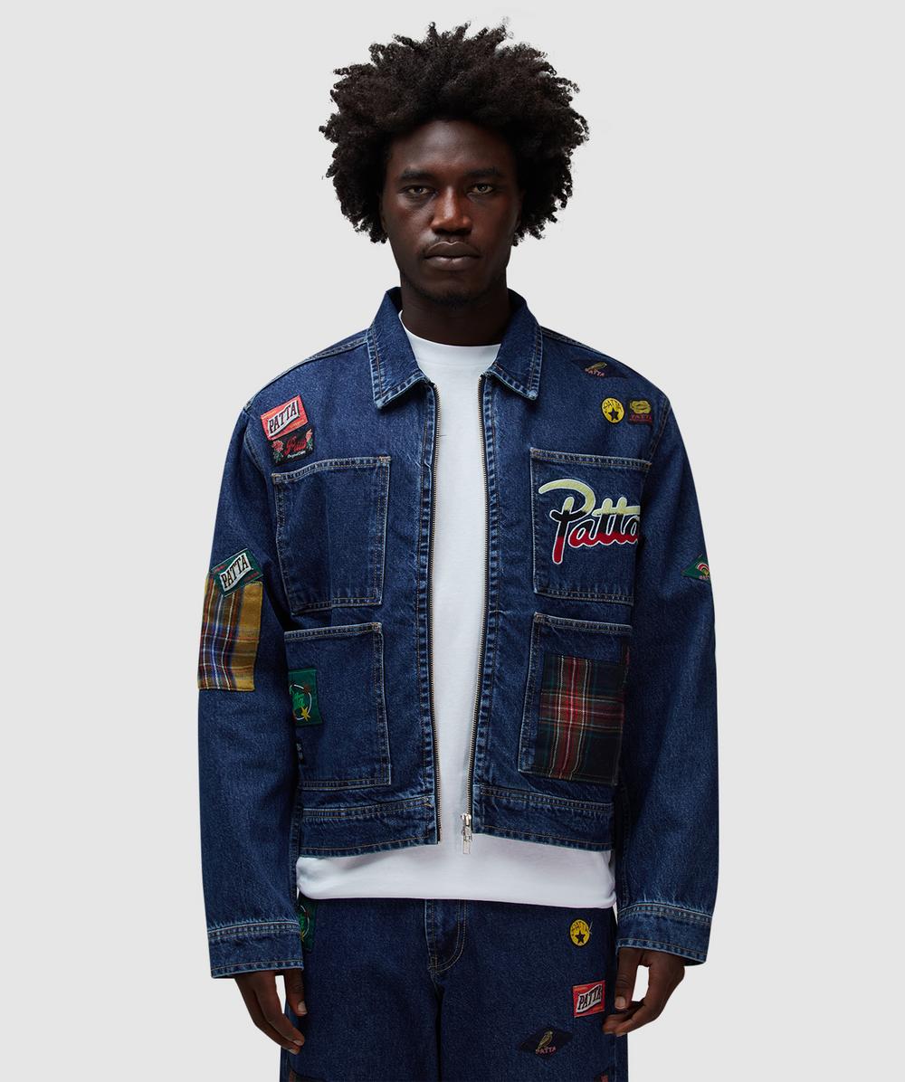 Patta Whole Lotta Labels Denim Jacket (Blue - S) - Size S, Male