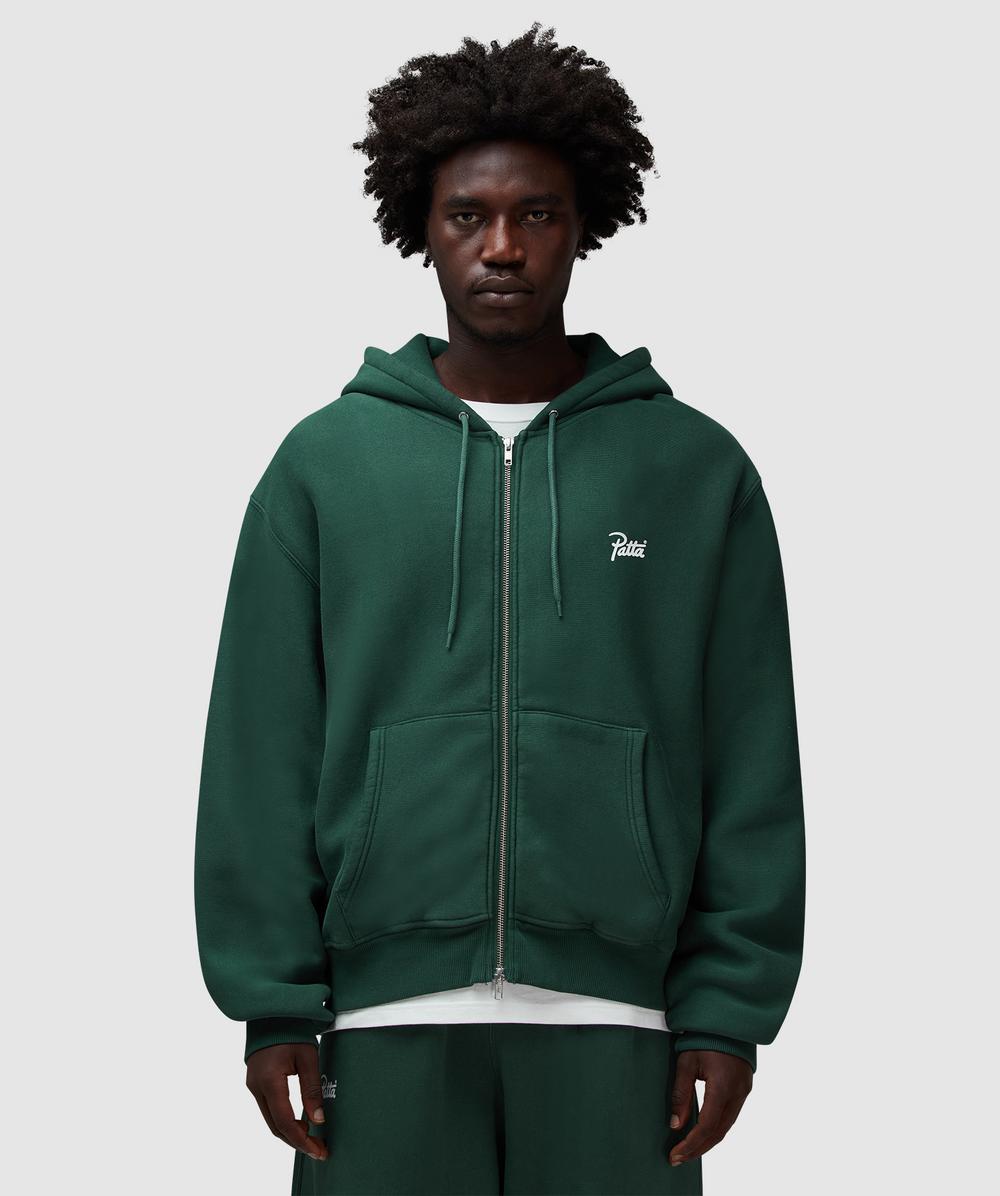 Patta Classic Zip Up Hoodie In Green