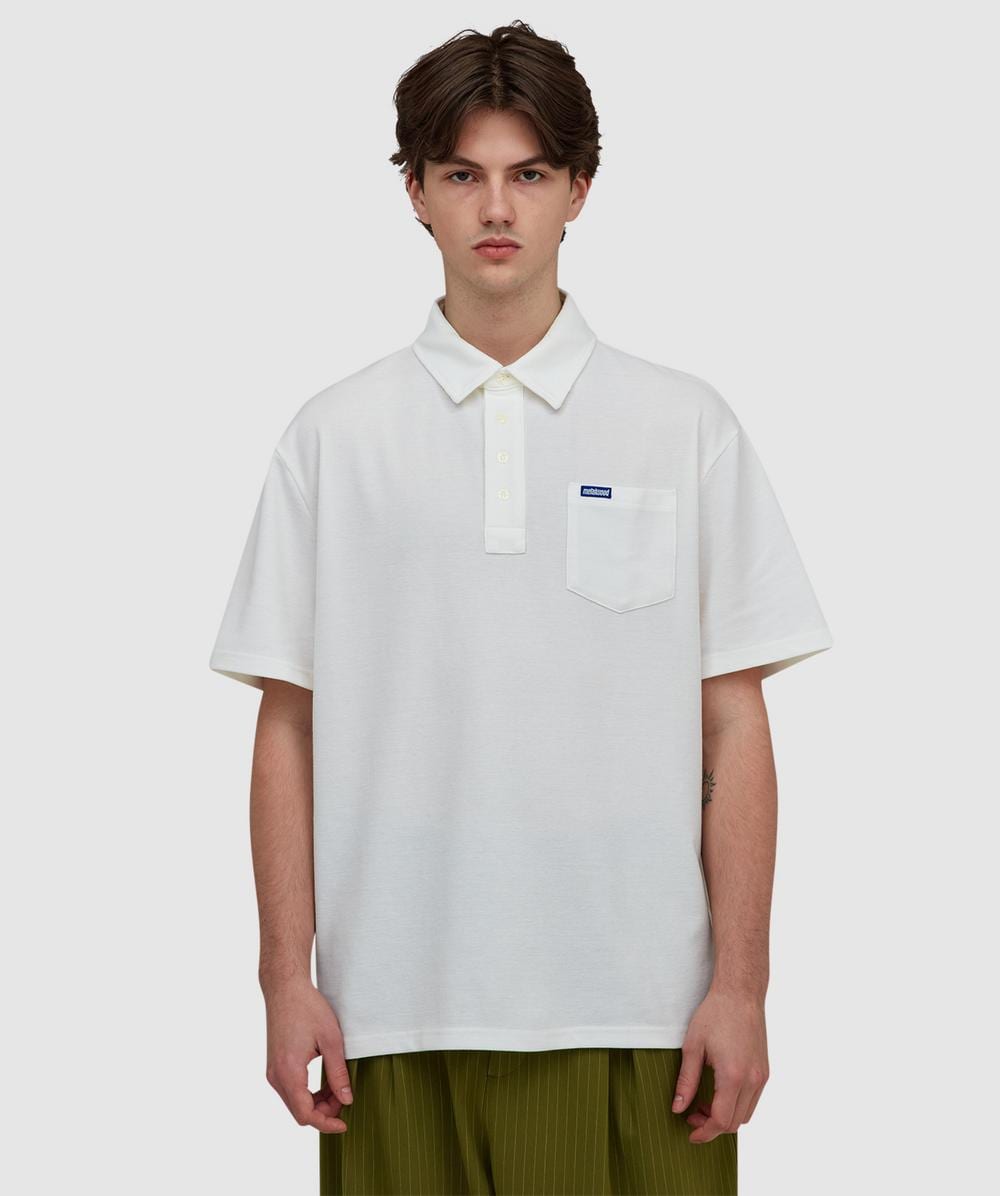 Metalwood Airy Pocket Polo T-Shirt (White - L) - Size L, Male