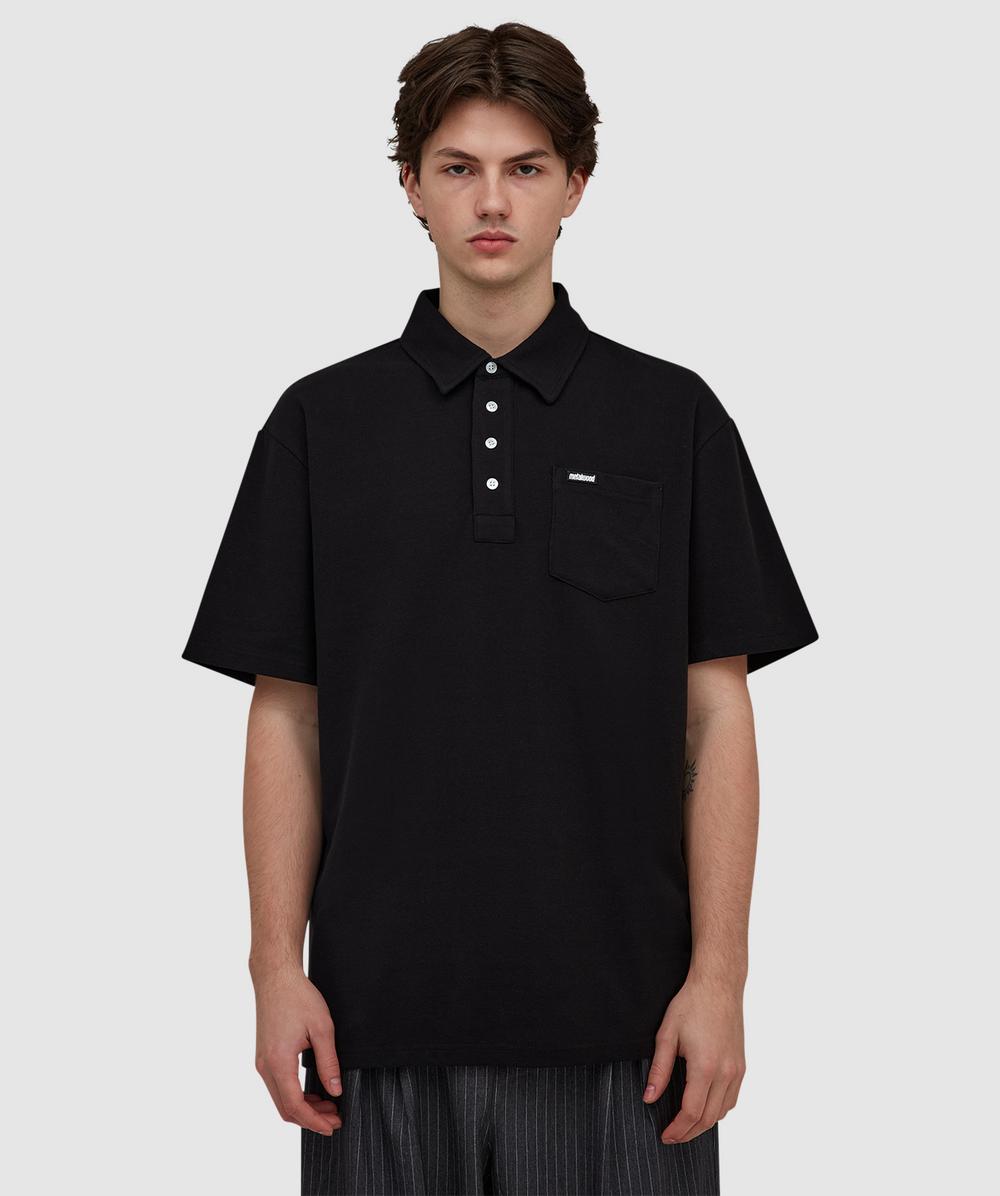 Metalwood Airy Pocket Polo T-Shirt (Black - L) - Size L, Male