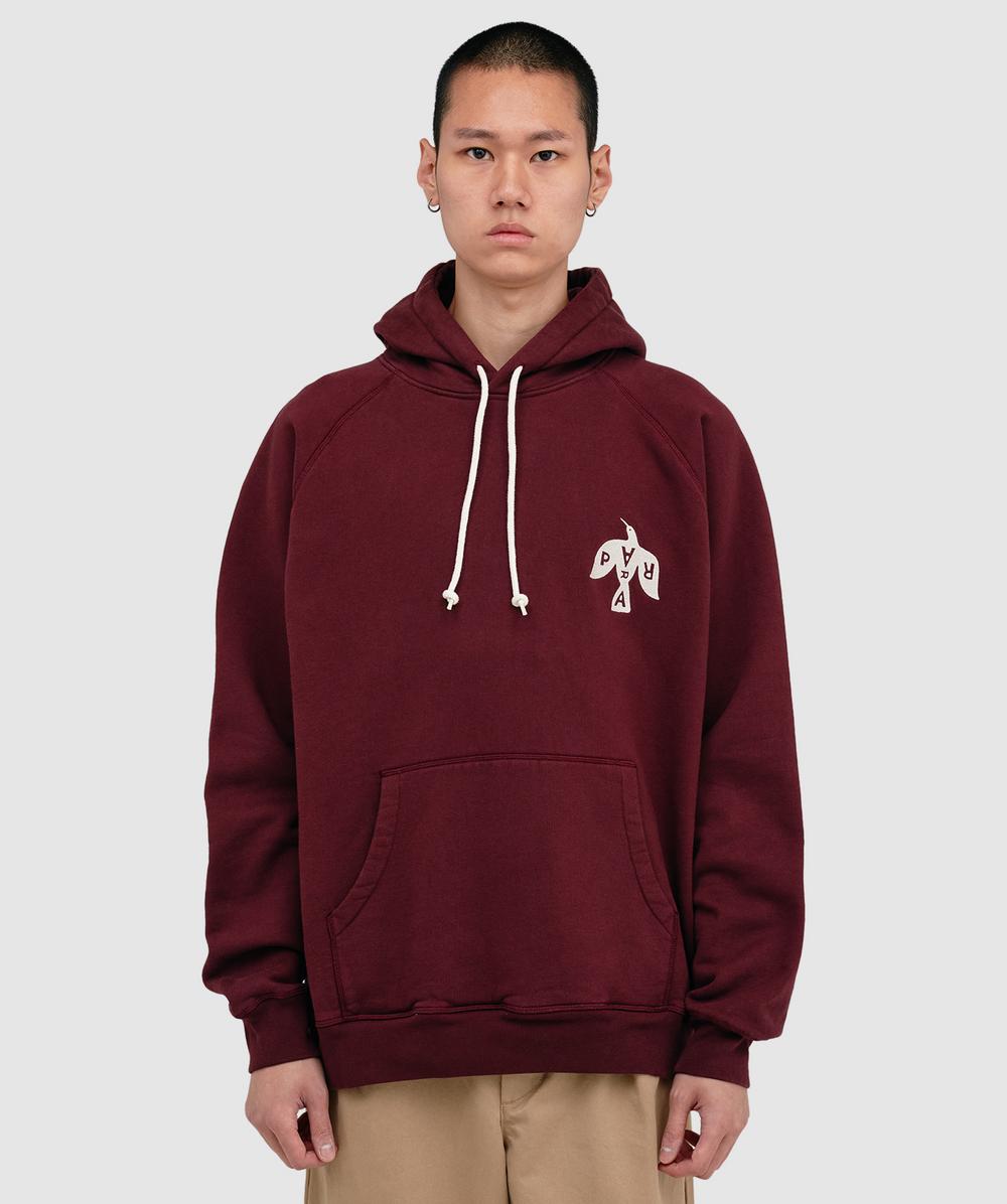 Parra Crow Logo Hoodie In Burgundy
