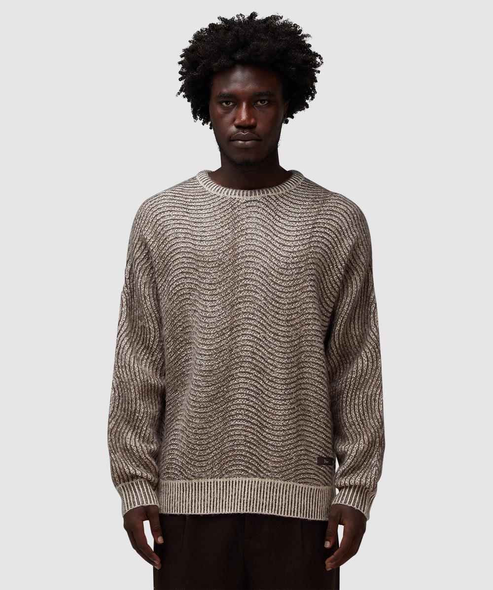 Dime Mohair Wave Knit Sweater In Brown