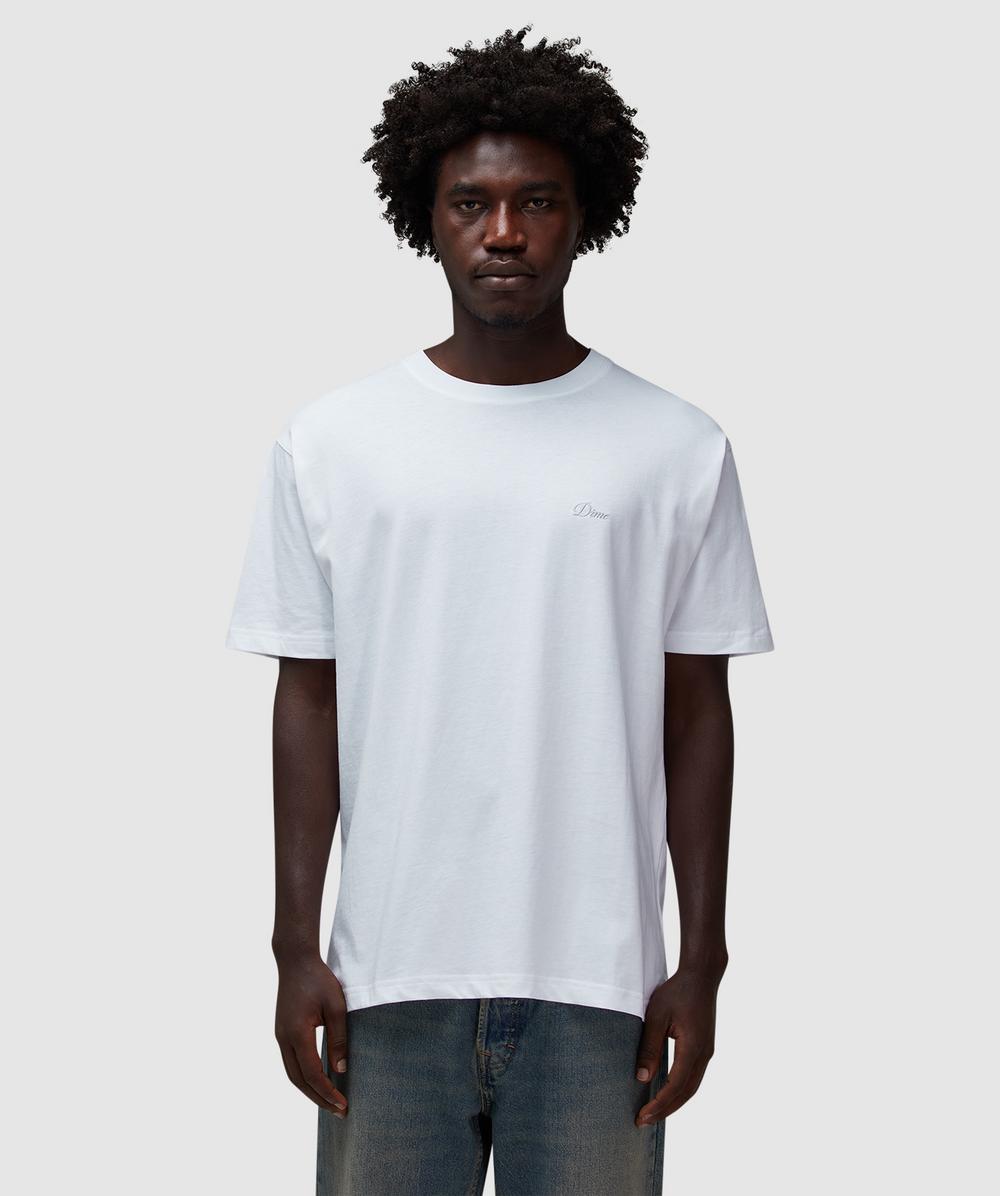 Dime Cursive Small Logo T-shirt In White