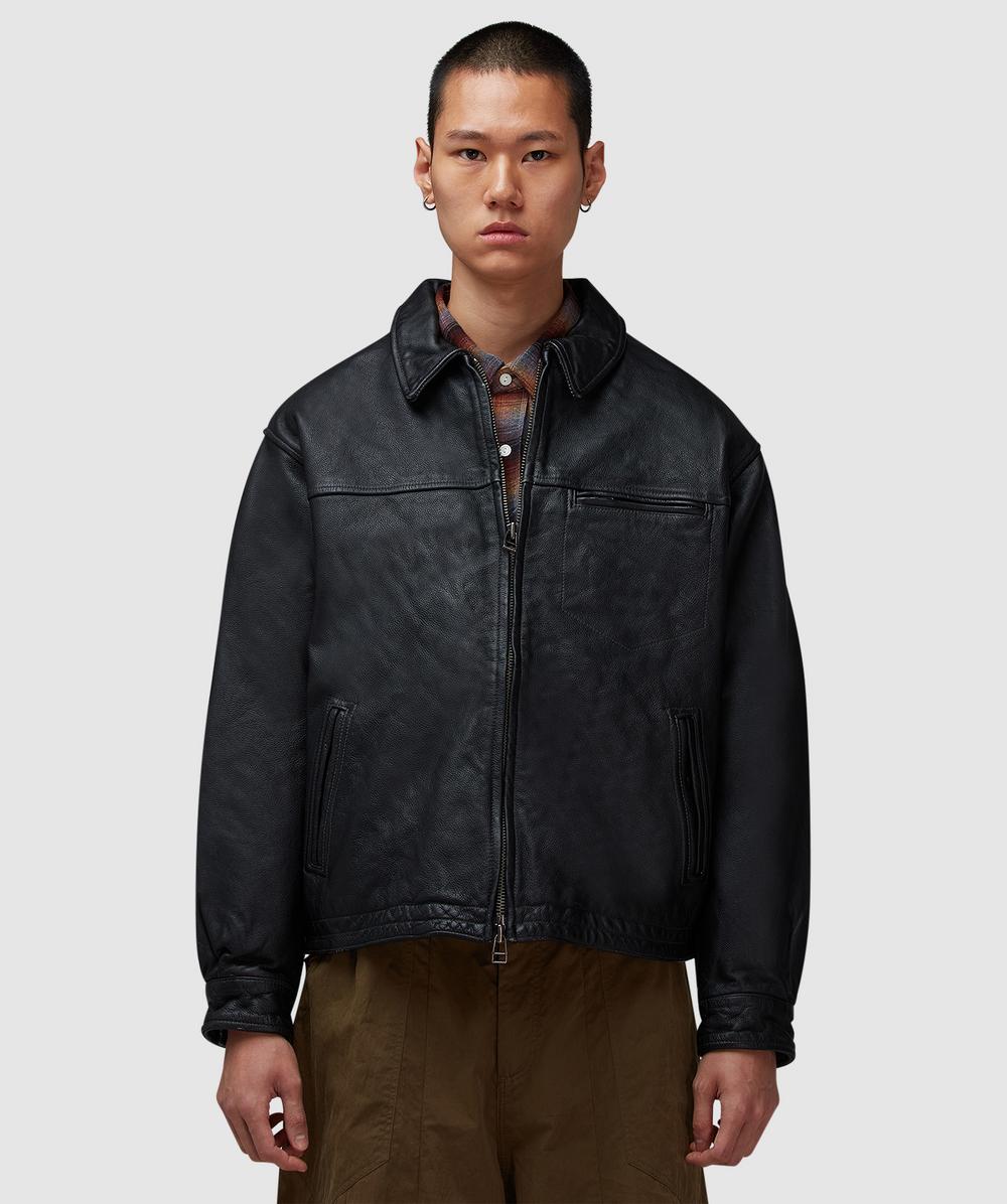 Frizmworks Destroyed Cowhide Leather Jacket In Black