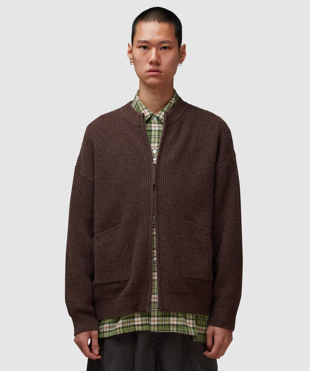 Frizmworks Wool Deck Zip Up Cardigan In Brown