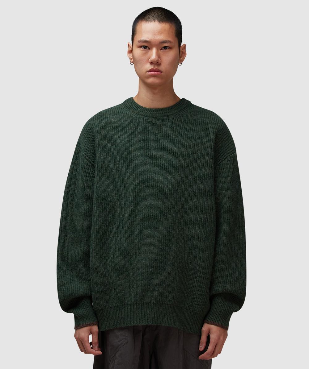 Frizmworks Patch Round Pullover Knit Sweater In Green
