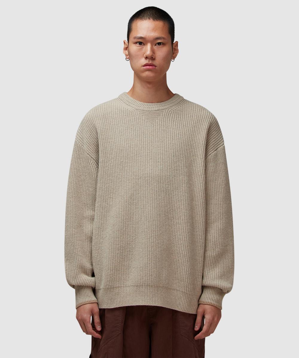 Frizmworks Patch Round Pullover Knit Sweater In Brown