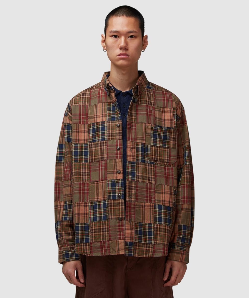 Frizmworks Madras Patchwork Relaxed Shirt In Brown