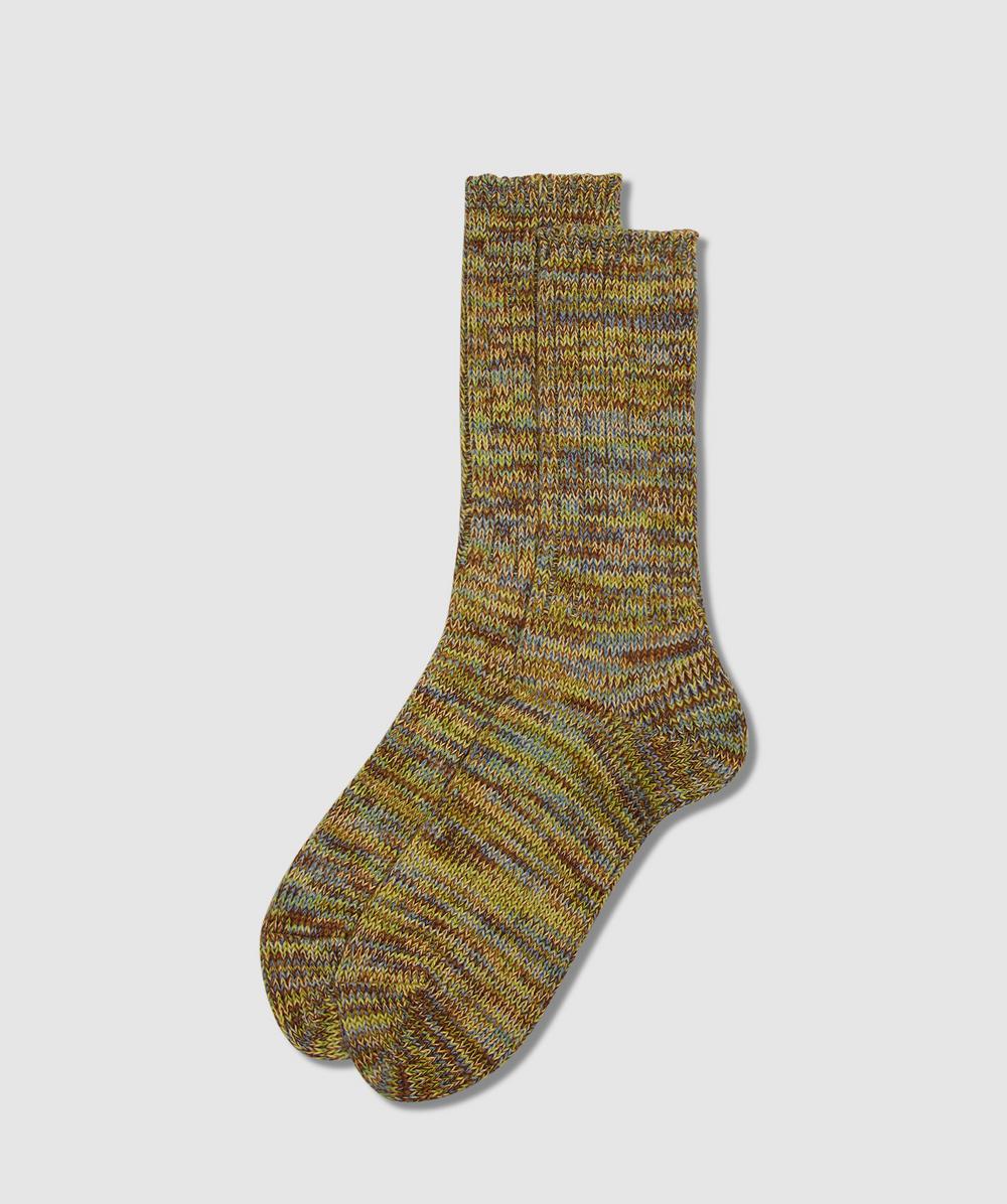 Anonymous Ism 5 Colour Mix Crew Sock In Brown