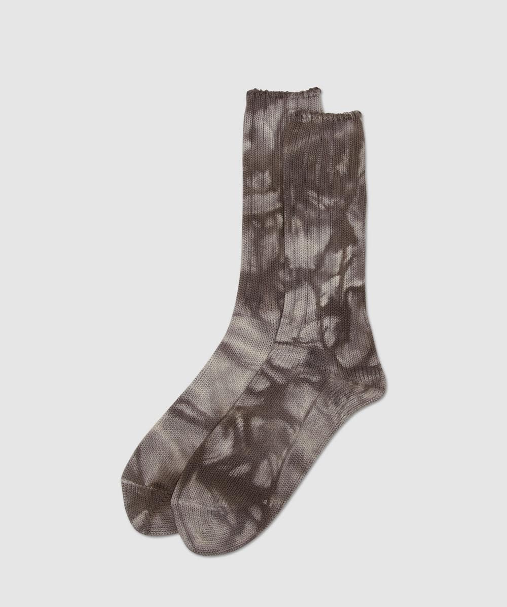 Anonymous Ism Uneven Dyed Crew Sock In Brown