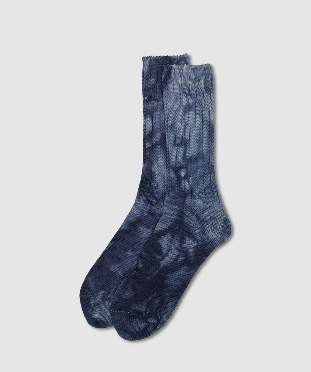 Anonymous Ism Uneven Dyed Crew Sock In Blue