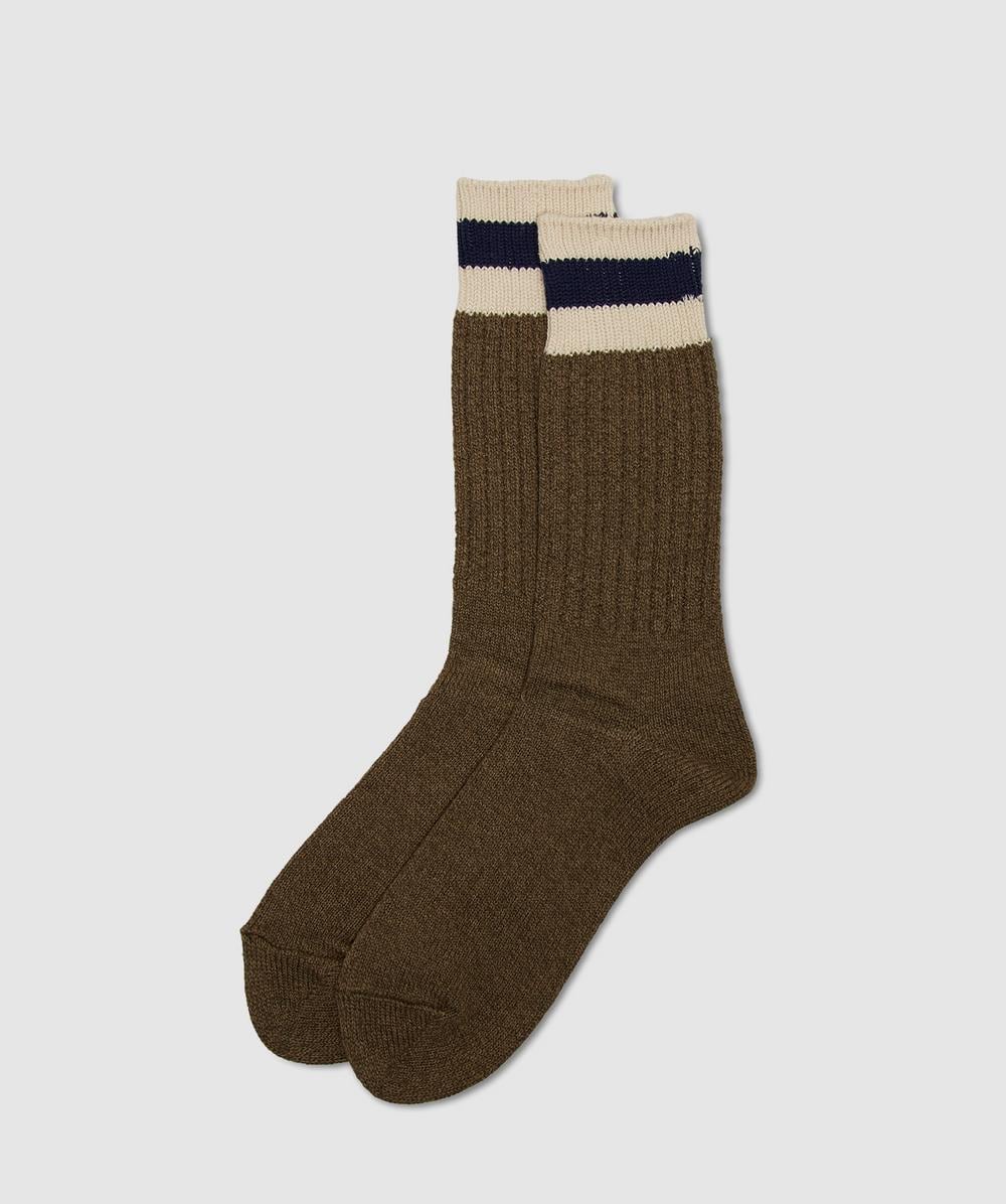 Anonymous Ism Tuck Cuff Stripe Crew Sock In Green