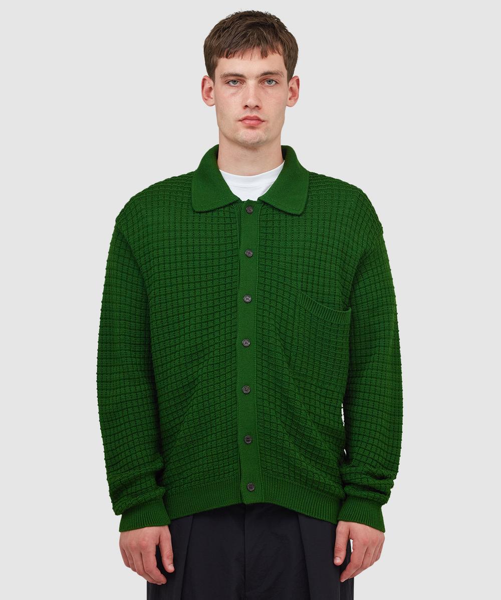 Universal Works Merino Charlie Cardigan In Gray