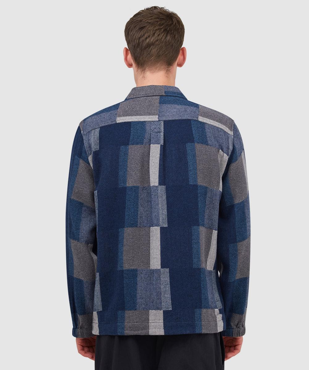 Universal Works Japanese patchwork tech overshirt | NAVY | SEVENSTORE
