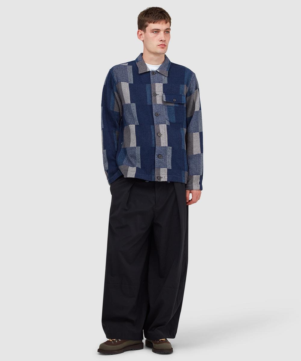Universal Works Japanese patchwork tech overshirt | NAVY | SEVENSTORE