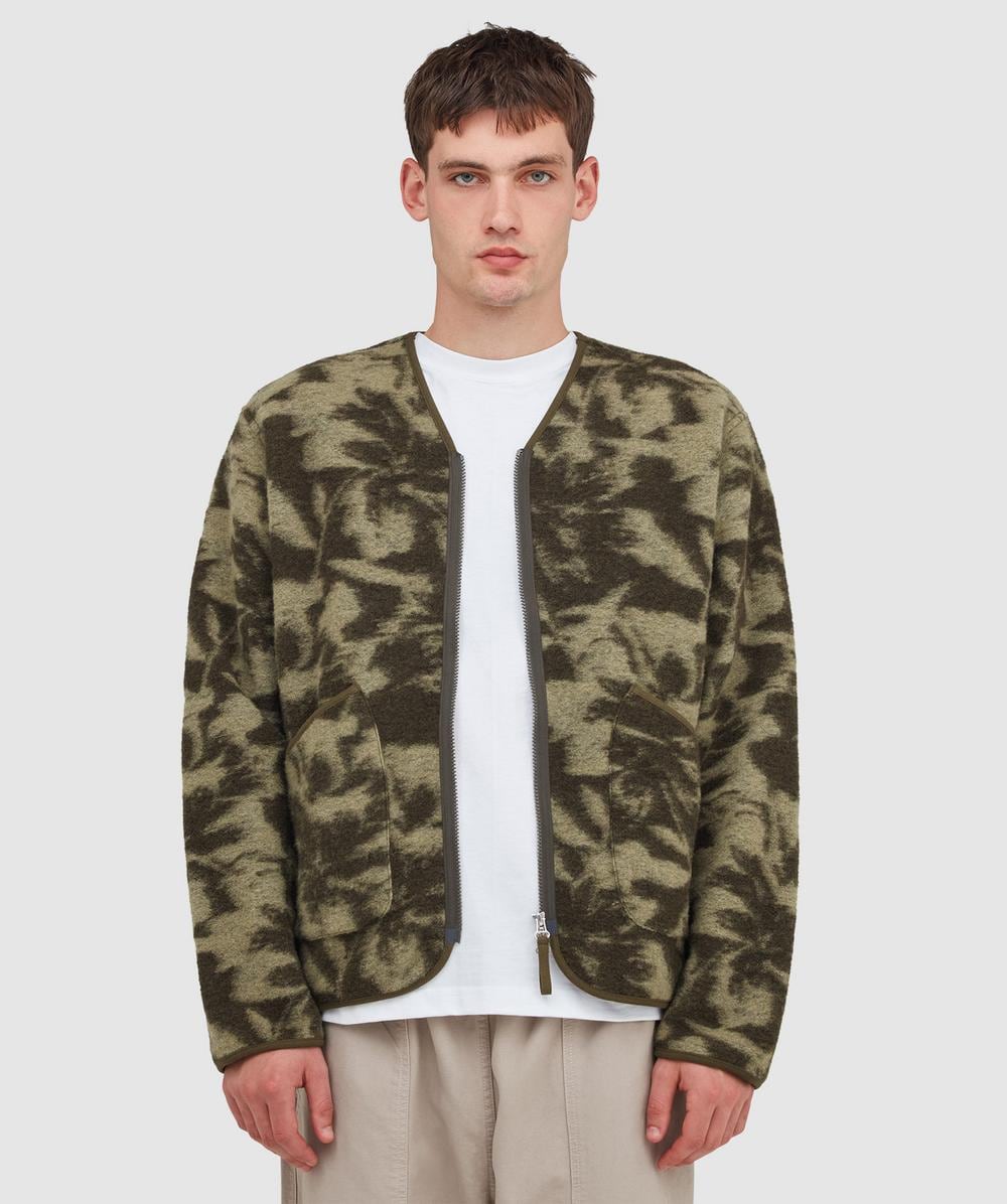 Universal Works Studio Fleece Zip Liner Jacket In Green