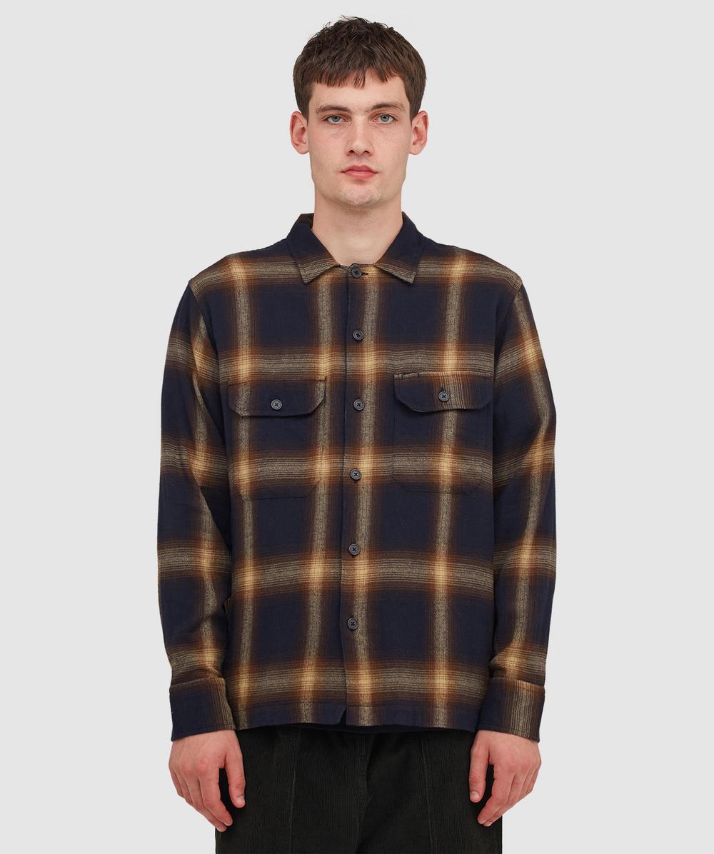 Universal Works Canyon Check Utility Shirt In Black