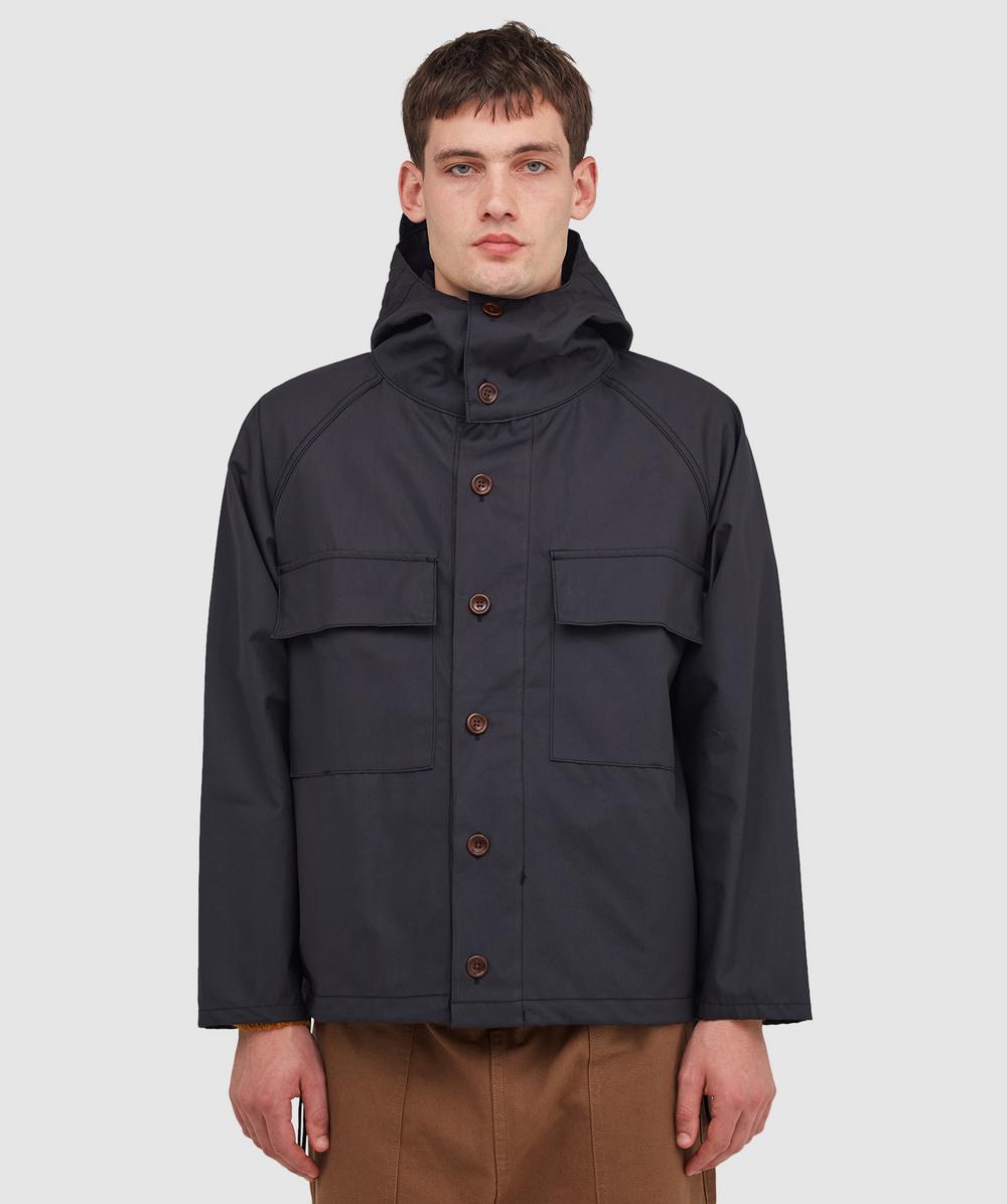 Service Works Waxed Allotment Parka Jacket In Black