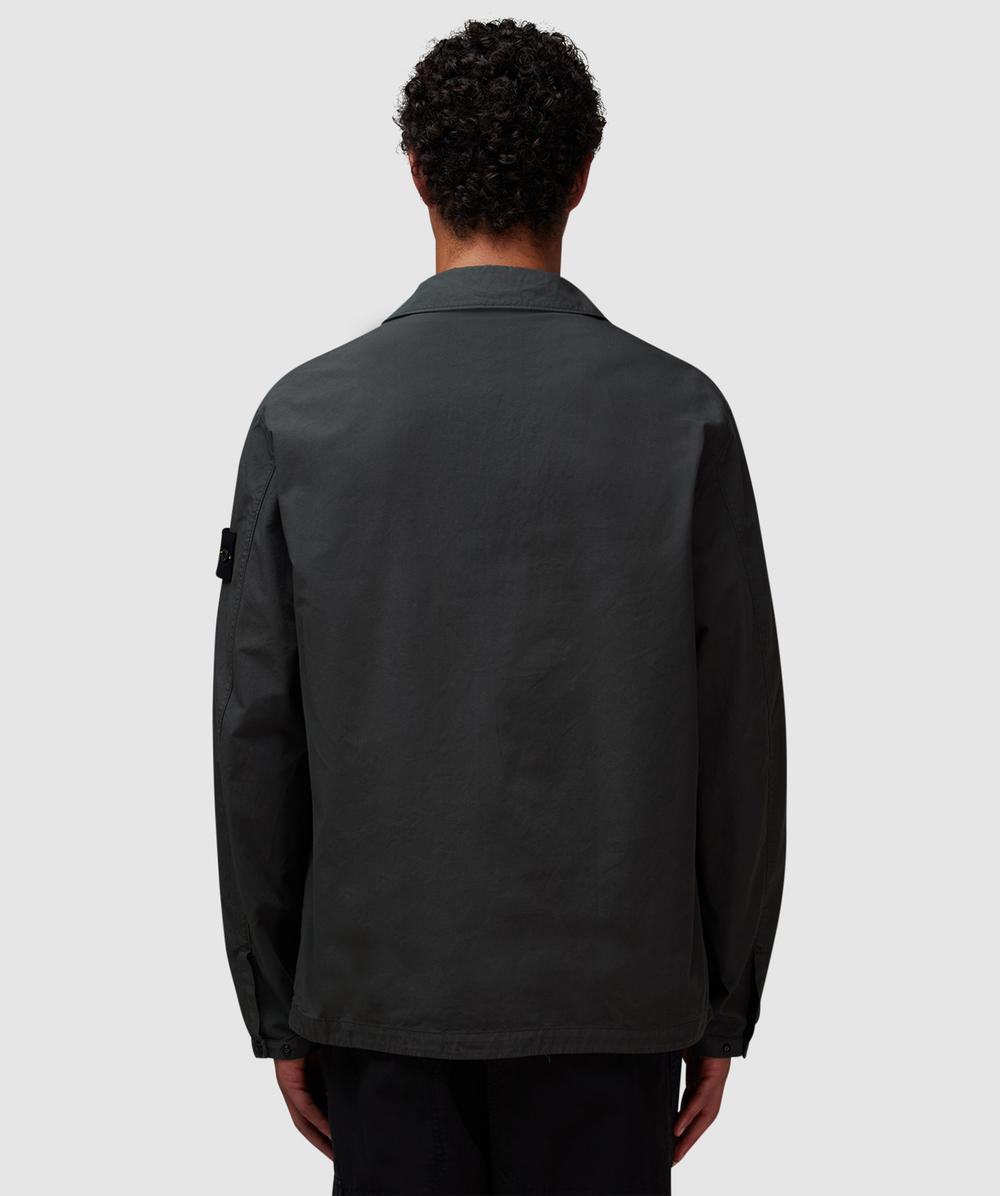 Stone Island Garment dyed cotton zipped overshirt | LEAD GREY