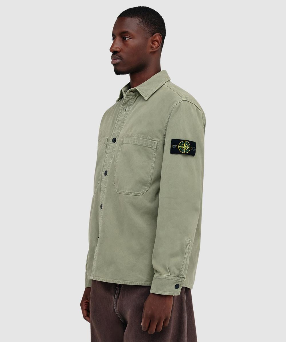 Stone Island Panama old effect cotton overshirt | SAGE | SEVENSTORE